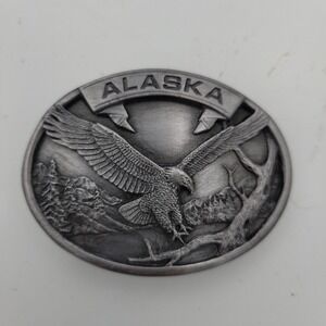 Vintage 1986 Alaska State‎ Commemorative Flying Eagle Siskiyou Belt Buckle X-55